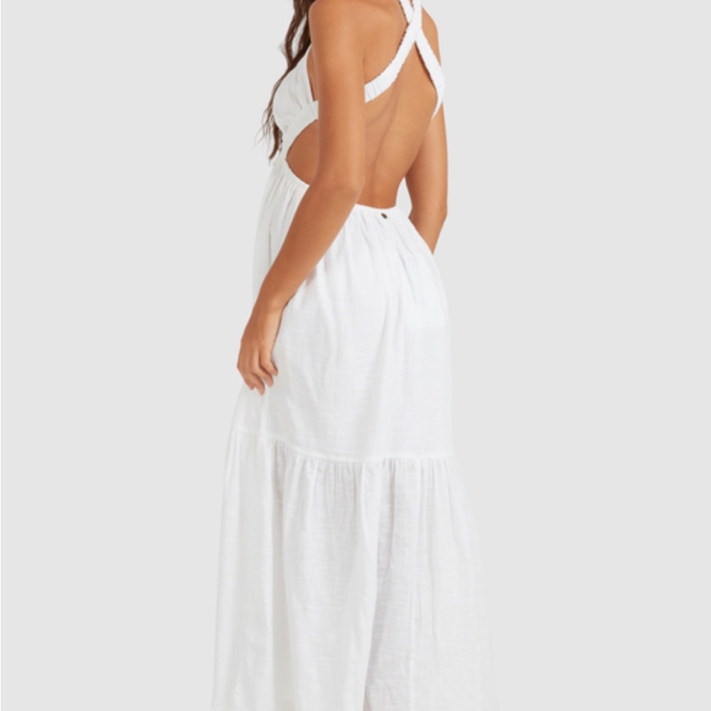 Billabong White Open-Back Maxi Dress